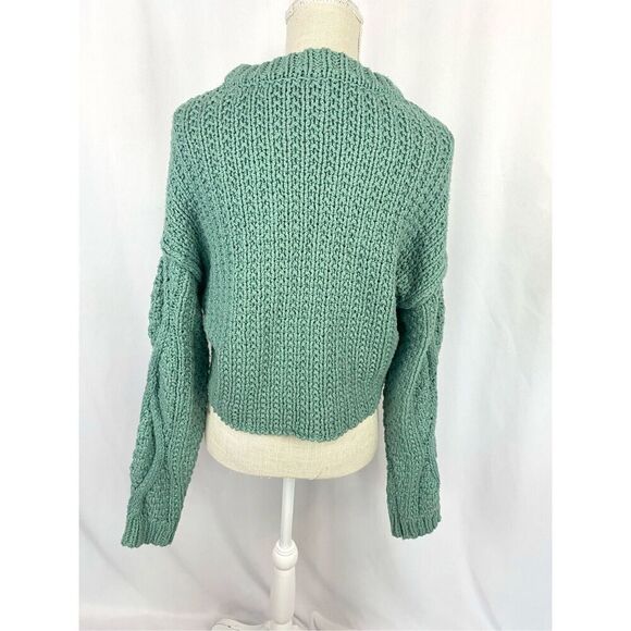 Free People Cutting Edge Chunky Cable Knit Sweater: White Spruce Women’s L Boxy - Picture 3 of 12